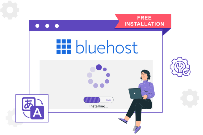 Bluehost free installation, easy website setup