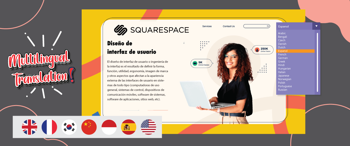 Multilingual Translation Platform. Woman working on a laptop.