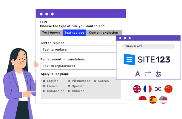 Site123 website creation platform screenshot. Various tools displayed.