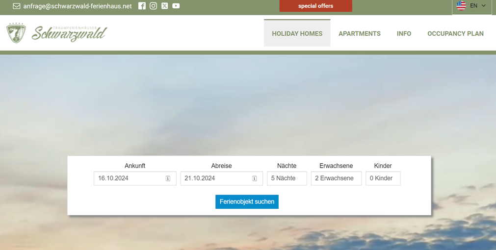 Behrensgold website homepage with property search form