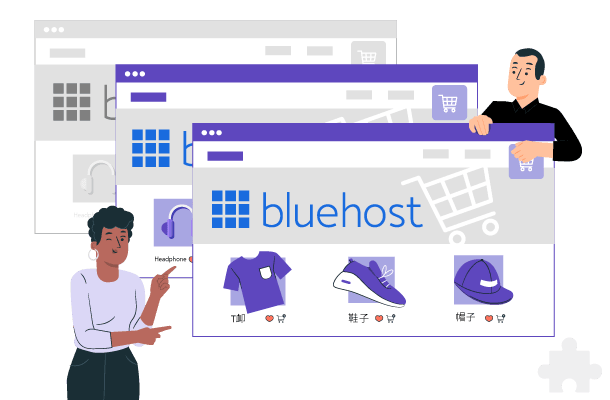 Bluehost website hosting services illustration.