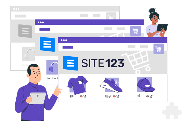 A man and woman using SITE123 website builder