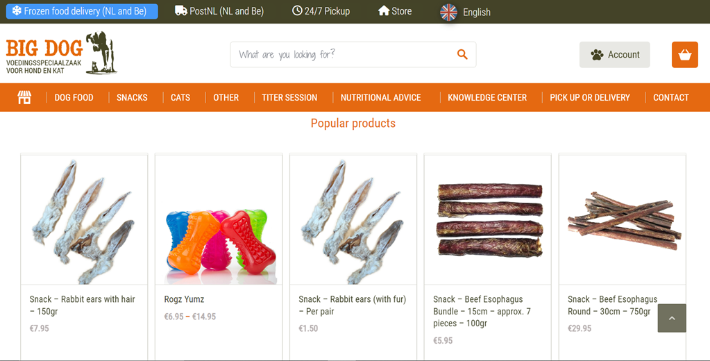 Popular dog products, beef ears, pig snouts, and more