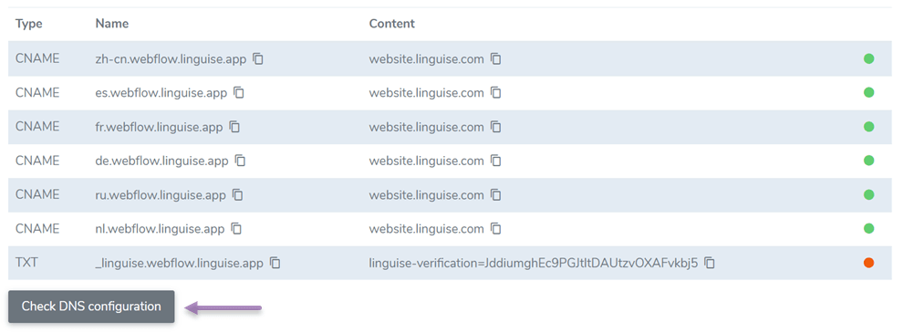screenshot of a database query results page
