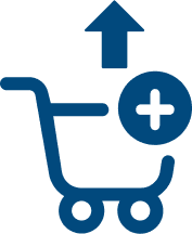 a shopping cart with a plus sign