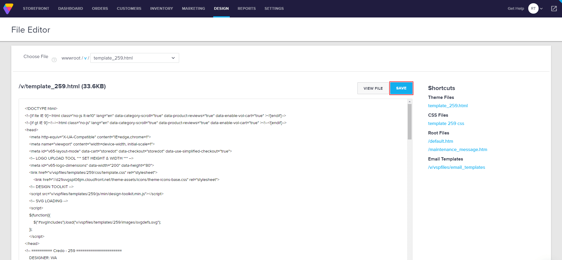 File editor interface with code and sidebar