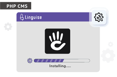 Installation progress of Linguise on a PHP CMS platform.