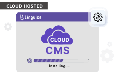 A cloud-based CMS installation process. The installation is in progress.