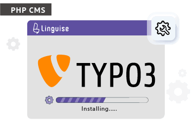 TYPO3 logo and installation progress bar