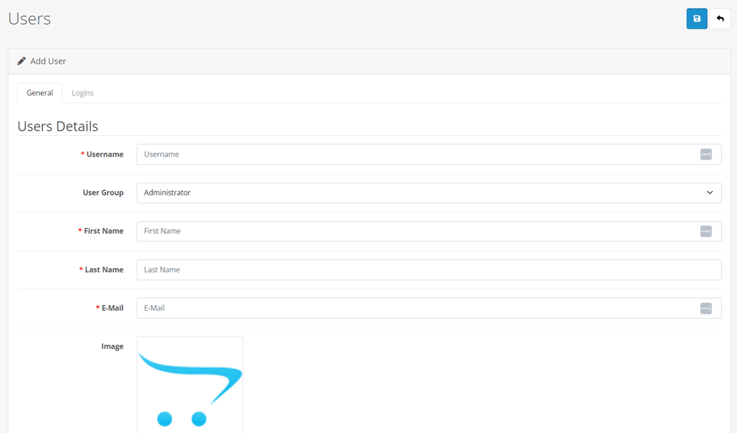 A screenshot of an e-commerce website's shopping cart page. The cart is empty.