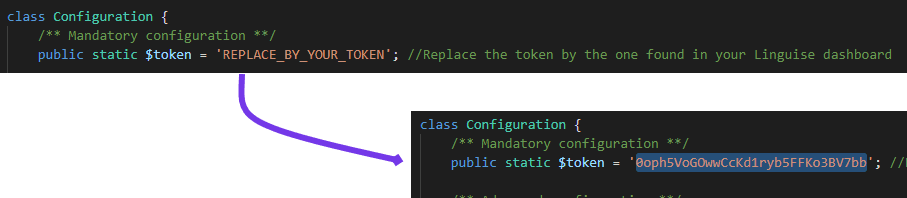 Code snippet for software development. Public static methods.