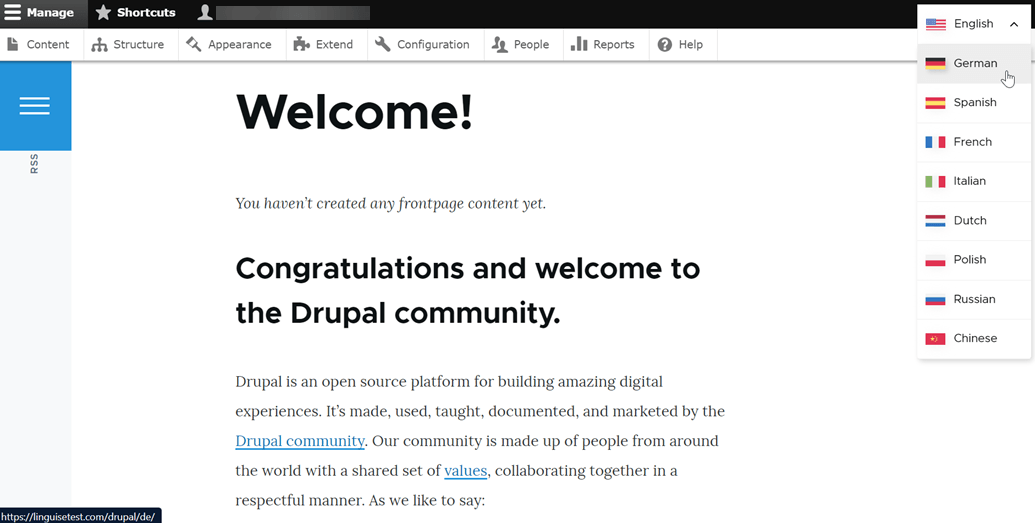 Drupal community welcome message