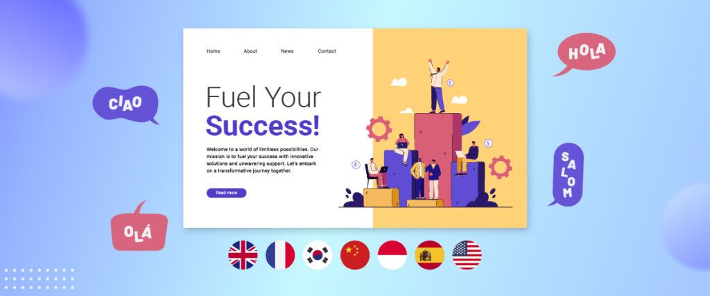 Business growth concept with diverse team. Colorful illustration of success.