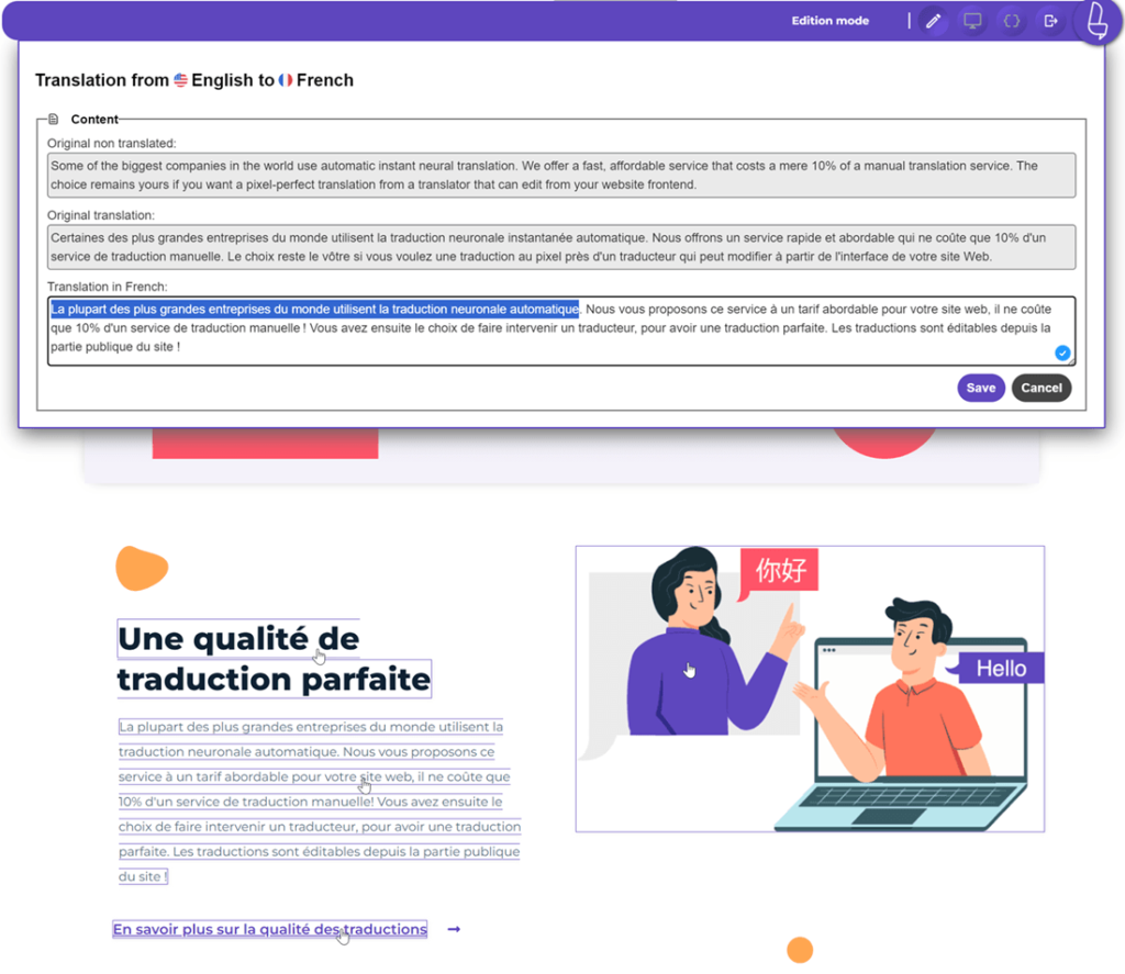 Live Editor Frontend Translation
