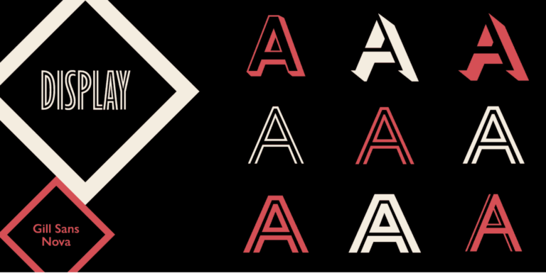 Various stencils of A on black background. Letter stencils.
