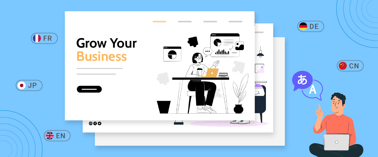 Business growth concept with a computer and icons