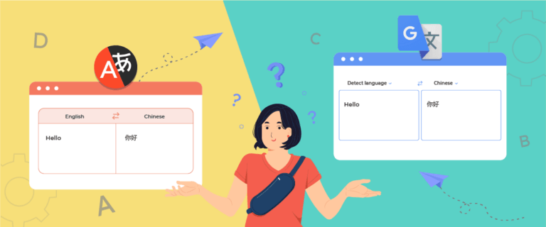 An illustration of a woman analyzing A/B testing