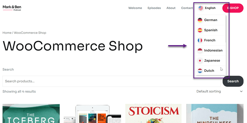 Online store with various products
