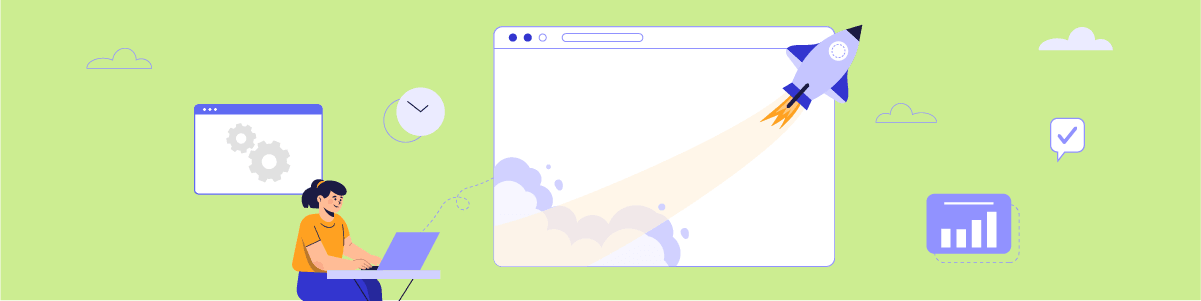 A line graph on a laptop with a man working
