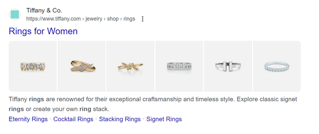 Different types of rings for women including engagement, wedding and fashion rings.