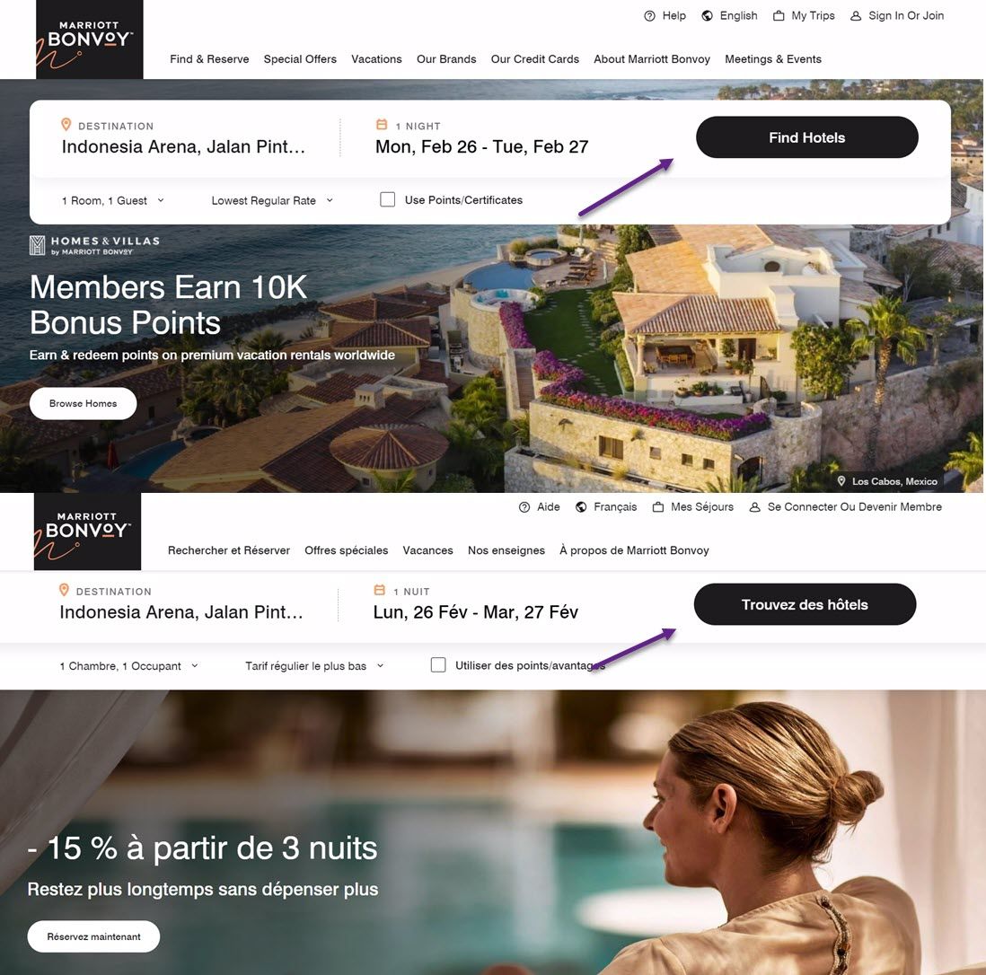 Hotel website with resort image and special offer