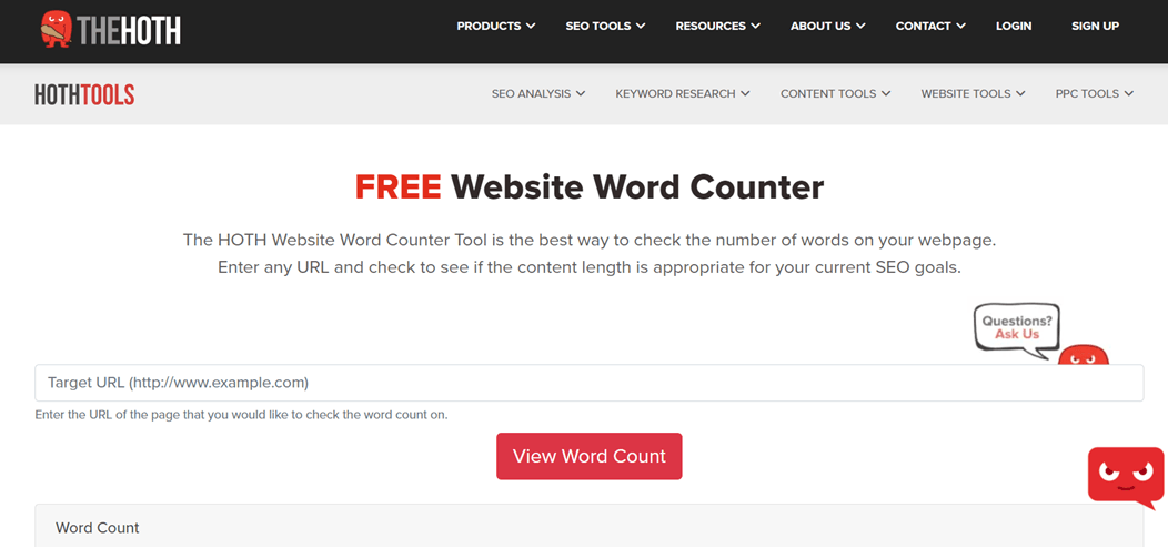 A free online tool to count words on a website