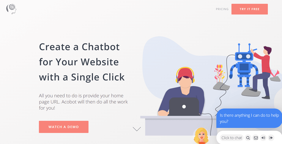 Chatbot creation for website with single click. Easy solution for customer support