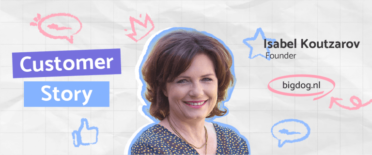 A smiling woman in a customer story illustration. The image depicts a joyful customer.
