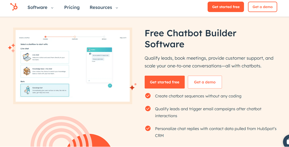 Chatbot builder software interface, easily create chatbots.
