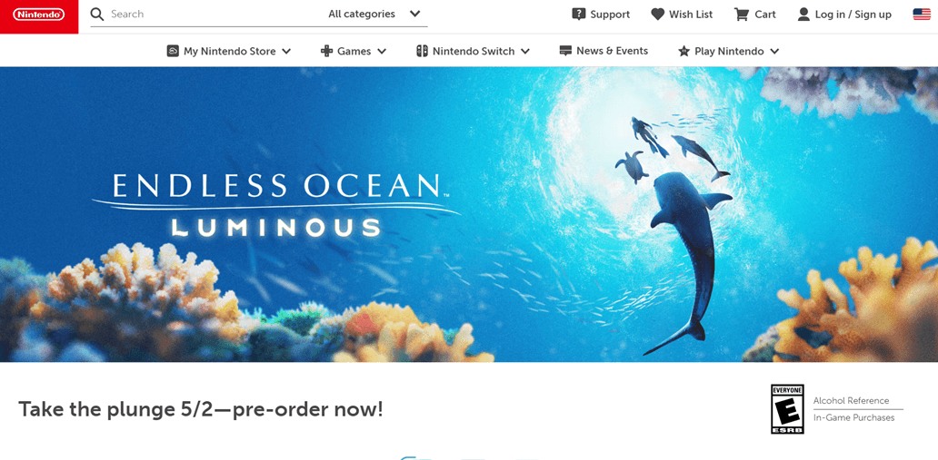 Underwater scene with Endless Ocean Luminous game title
