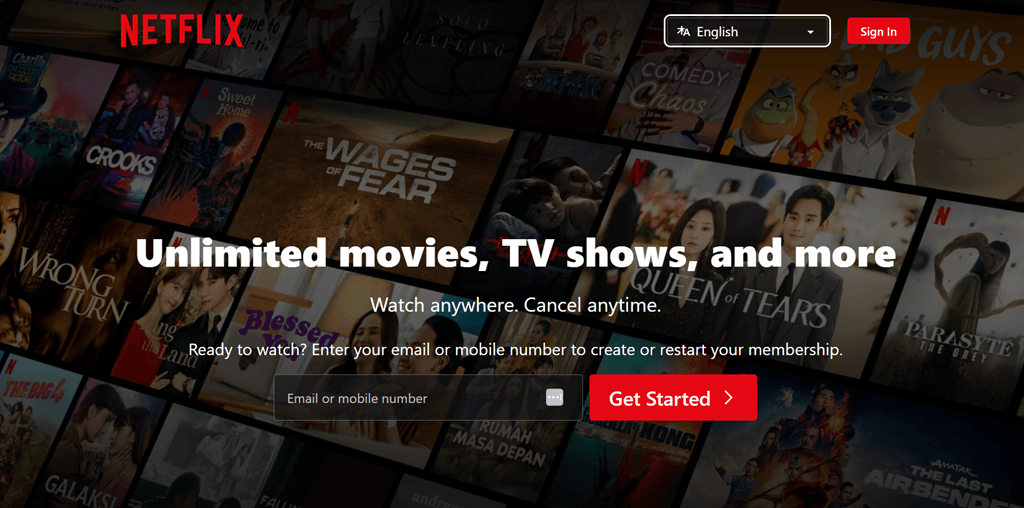 Black and white images of movies and TV shows