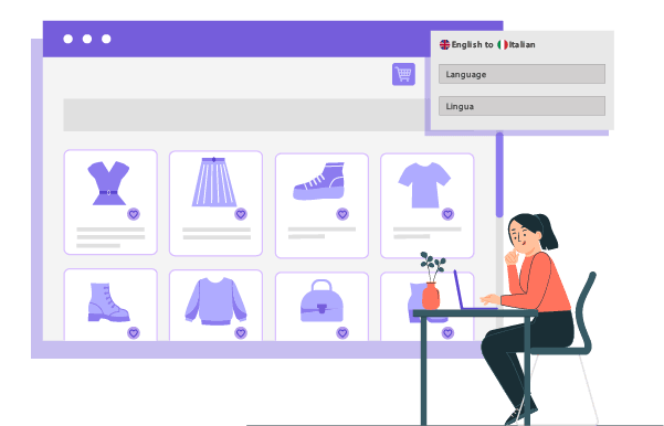 A woman sitting at a desk with a computer and design software open