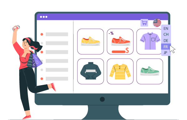 A computer screen displaying various sports clothing items