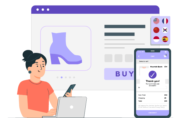 Person using laptop and mobile for online shopping.