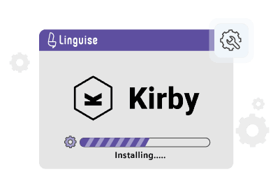 Kirby logo with installation progress bar