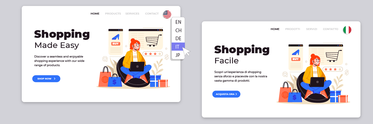 Wireframe design of a shopping website page, Black and white illustration of a shopping page