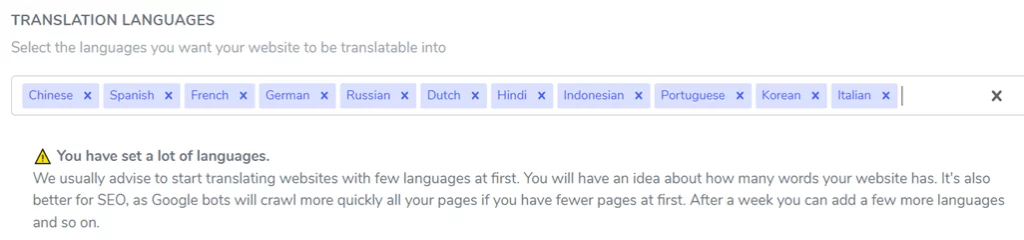 Simple steps to add languages on Linguise platform. Easy language addition.