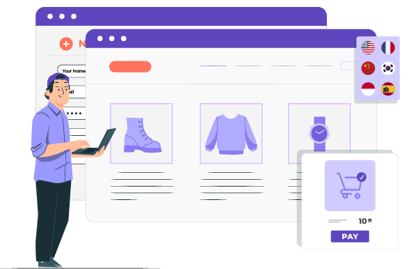 Wireframe design of an e-commerce website. Online store layout.
