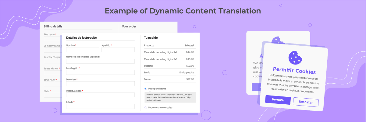 Example of dynamic context translation interface. Screenshot of translation tool.