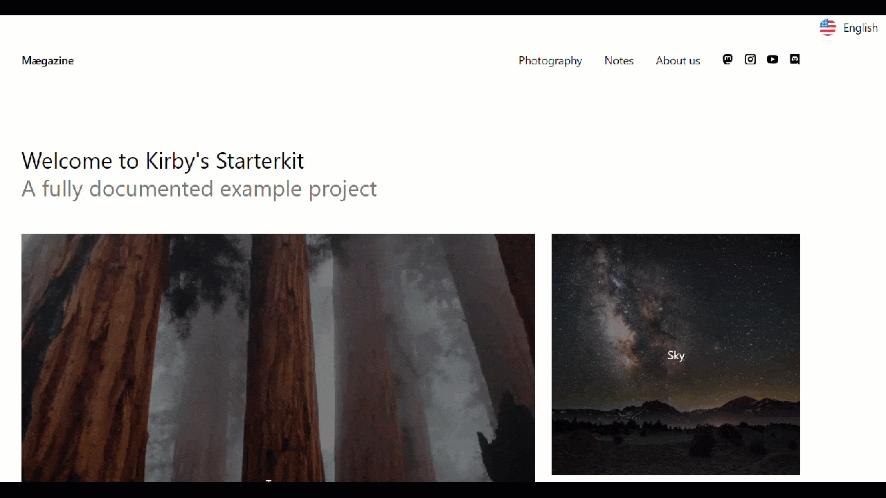 Example project images, wood and milky way.