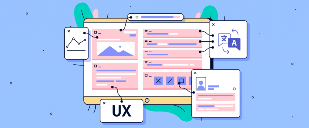 Uma interface de usuário de wireframe esboçada.