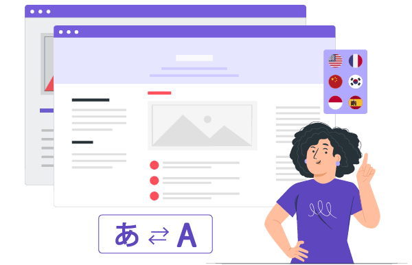 Website design concept with person pointing. SEO optimization.