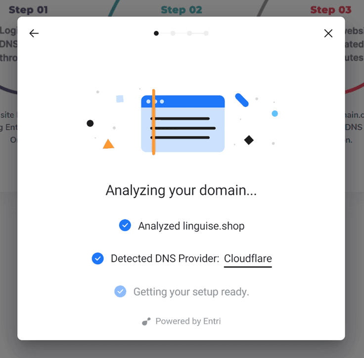 A screenshot of a website analysis tool. The tool is analyzing a domain.