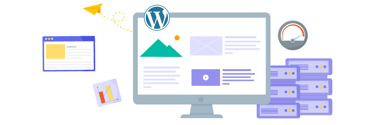 A collection of website design and development elements. Various icons related to web development