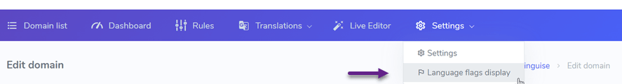 Navigation menu with various options