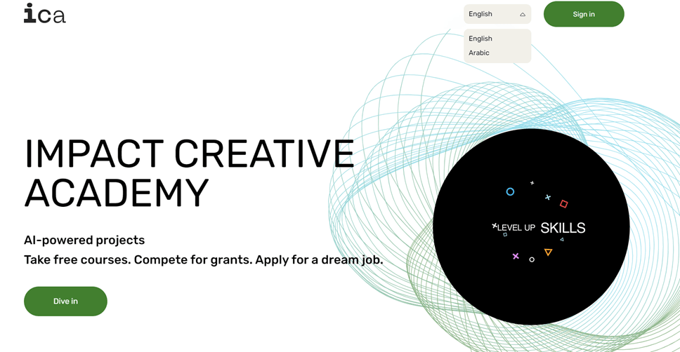 Digital skills graphic with Impact Creative Academy text