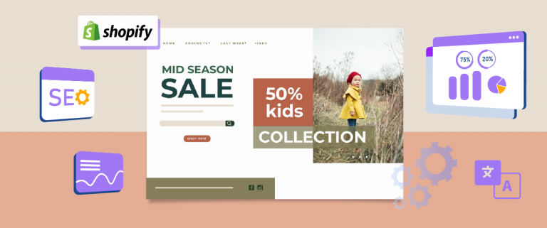 Shopify e-commerce website design template with sale banner