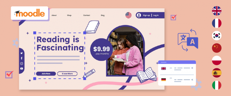 Moodle website screenshot with reading promotion