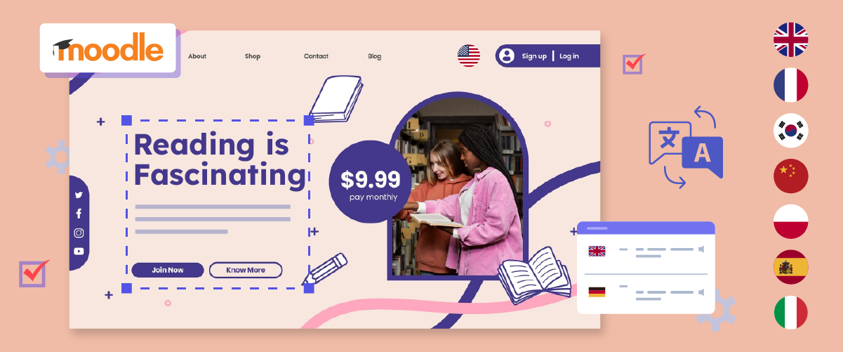 Moodle website screenshot with reading promotion