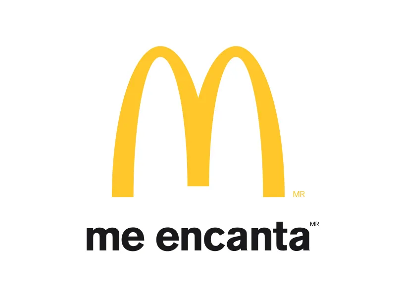 McDonalds golden arches logo with me encanta text